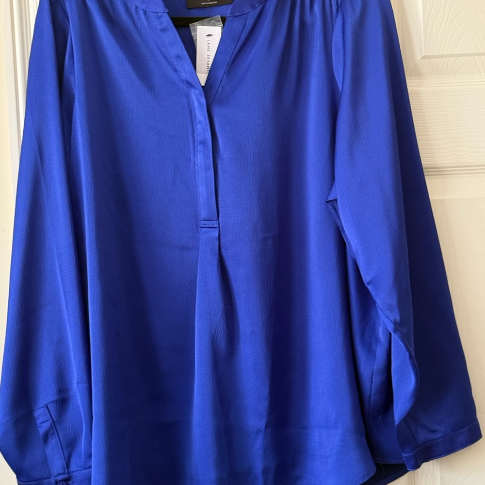 NWT Lane Bryant Cobalt Blue V-Neck Pullover Blouse